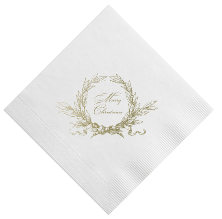 Merry Christmas gold foil printed cocktail napkins