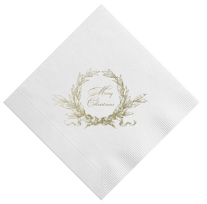 Merry Christmas gold foil printed cocktail napkins