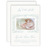 Christmas Blessings light blue garland with bow Holiday Card / Birth Announcement