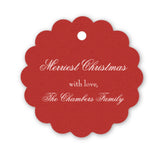 Custom Red and White Scallop Foil Gift Tag