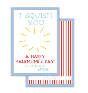 Blue I Squish You Valentine's Day Card