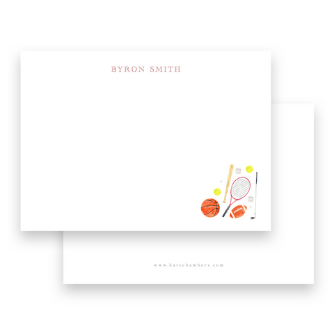 Boy's Watercolor All Sports Lined Stationery