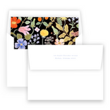 Black & Periwinkle Floral Monogram Lined Square Flap Women's Stationery