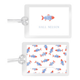Boy's Coral & Blue Watercolor Fish Laminated Bag Tag