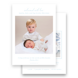 Boy's Blue Monogram Wreath Birth Announcement