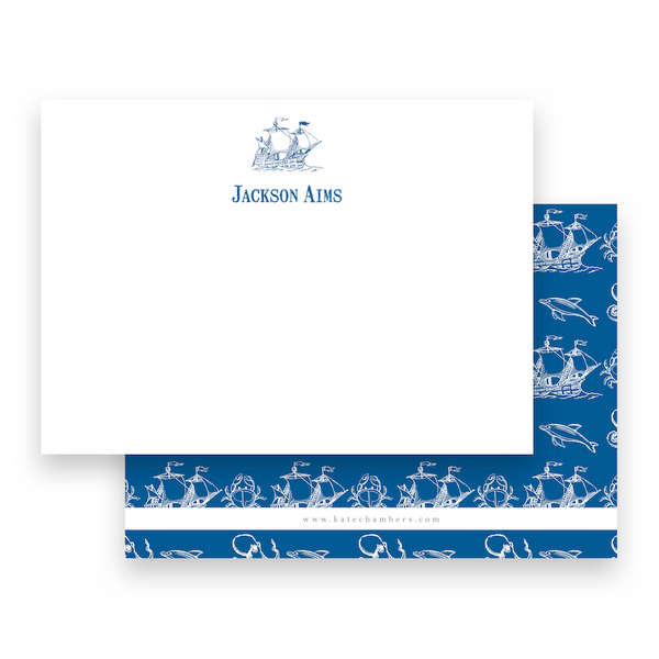 Boy's Blue Pirate Ship Lined Stationary