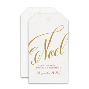 Noel Holiday Gift Tag in Gold & Red