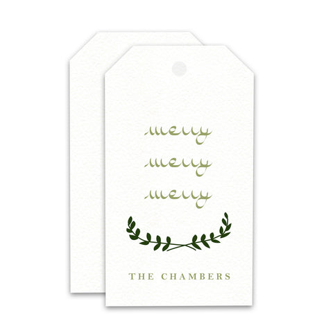 Merry Merry Merry Holiday Gift Tag