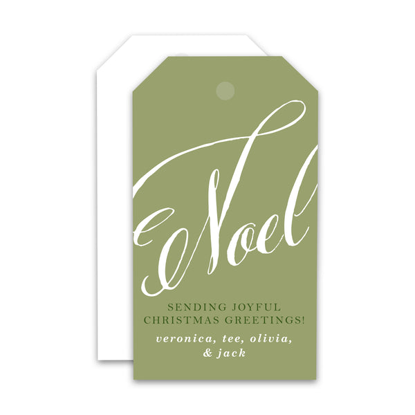 Noel Holiday Gift Tag in Green