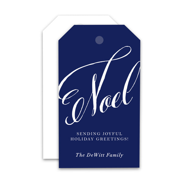Noel Holiday Gift Tag in Blue