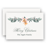 Watercolor Garland Christmas Bells Holiday Enclosure Card