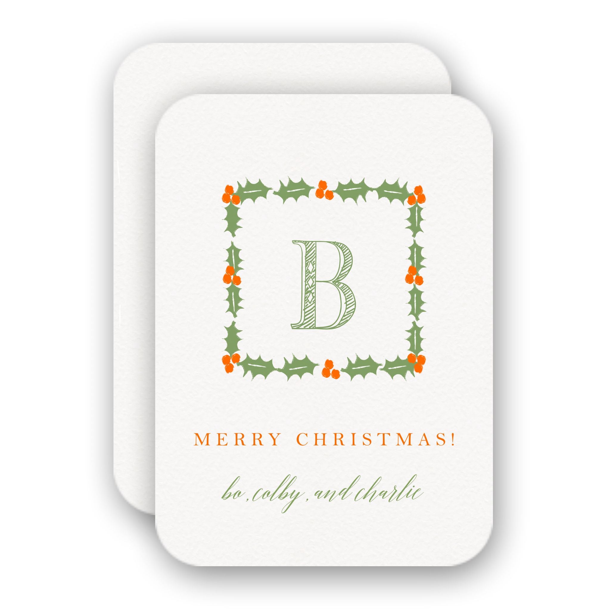 Holly Berry Family Initial Holiday Enclosure Card