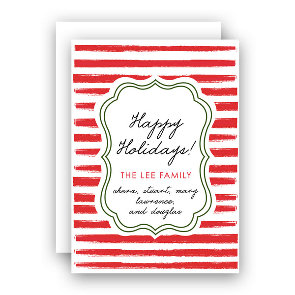 Red and white Striped Happy Holidays Christmas gift tag Enclosure Card