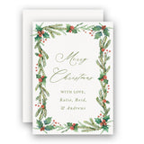 Watercolor Holly Berry Garland Border Holiday Enclosure Card