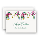Watercolor Plum Ribbon Garland Christmas Holiday Enclosure Card