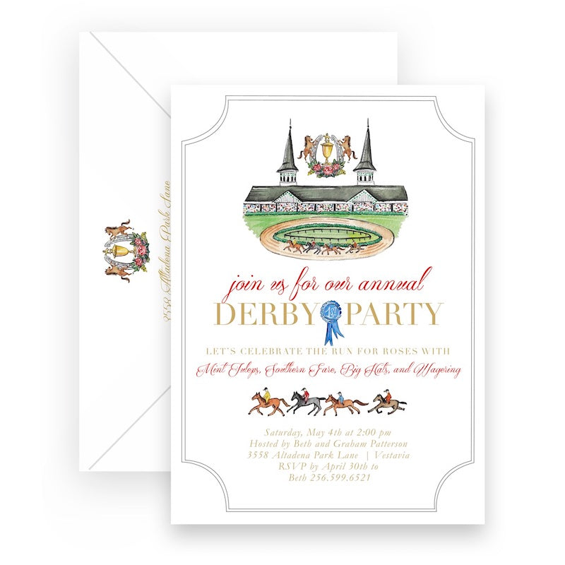 Watercolor Kentucky Derby Run for the Roses Party Invitation