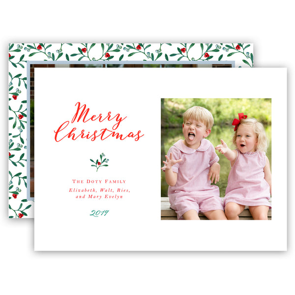 Watercolor Berry Border Holiday Card