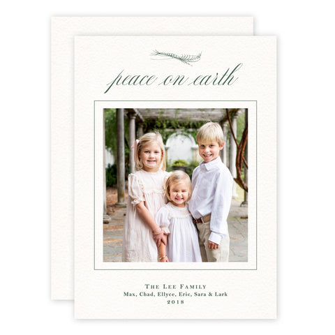 Classic Flourish Peace on Earth Holiday Card (Portrait)