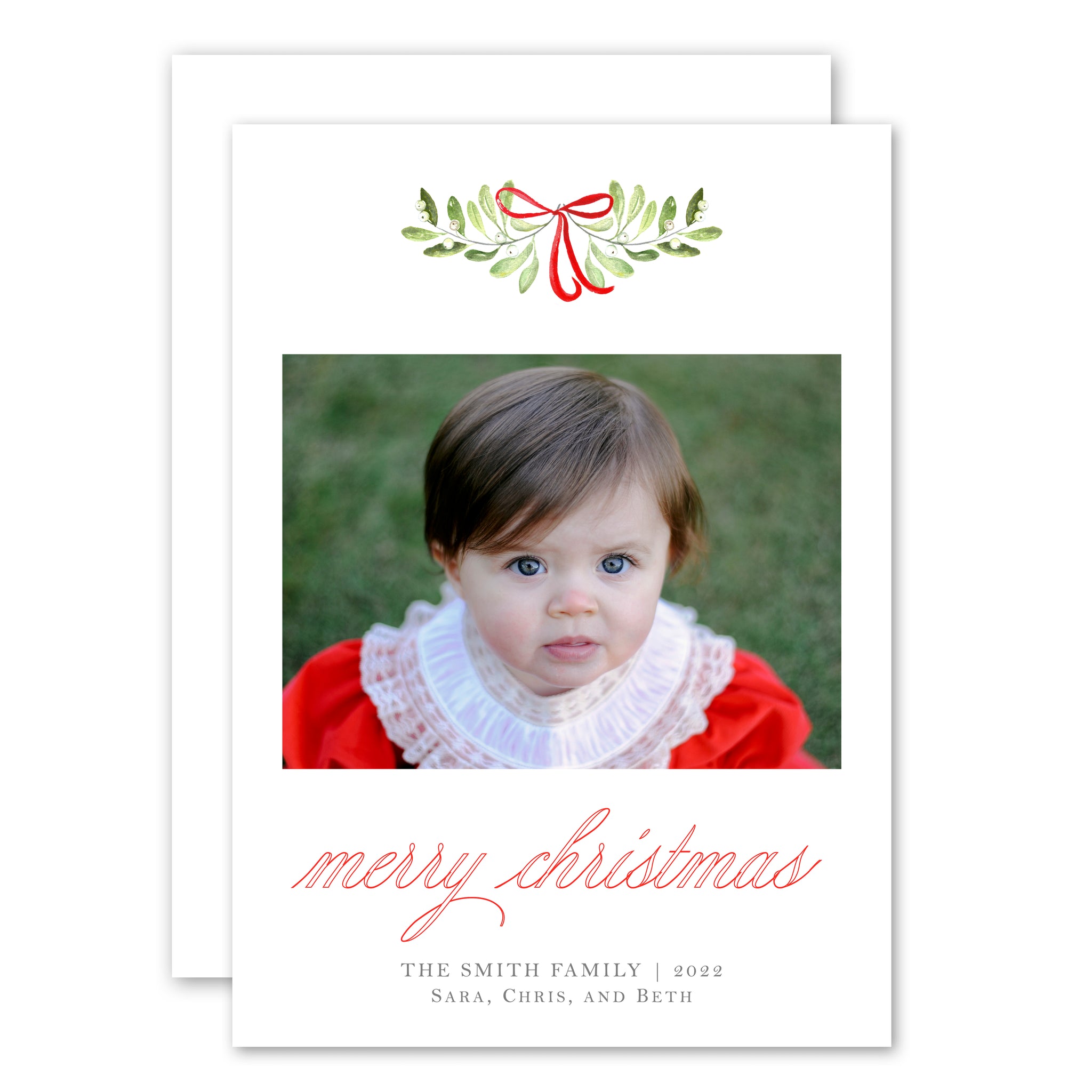 Red Bow Swag Holiday Card
