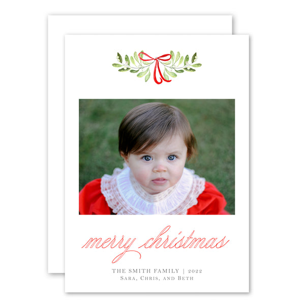 Red Bow Swag Holiday Card