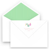 Bright Ornament & Holiday Garland Holiday Card (Stripe Green Liner)