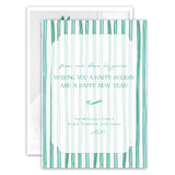 Green Watercolor Ribbon Holiday Card