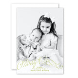 Green & White Watercolor Ribbon Holiday Card