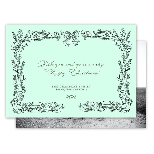 Mint & Stencil Style Garland Holiday Card
