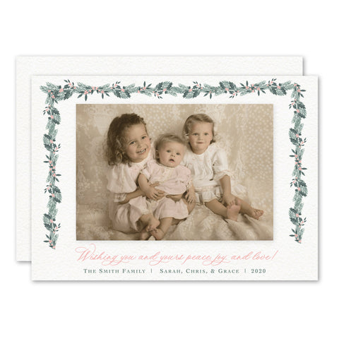 Pink Berry Garland Holiday Card