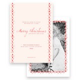 Pink & Red Berry Leaf Border Portrait Holiday Card