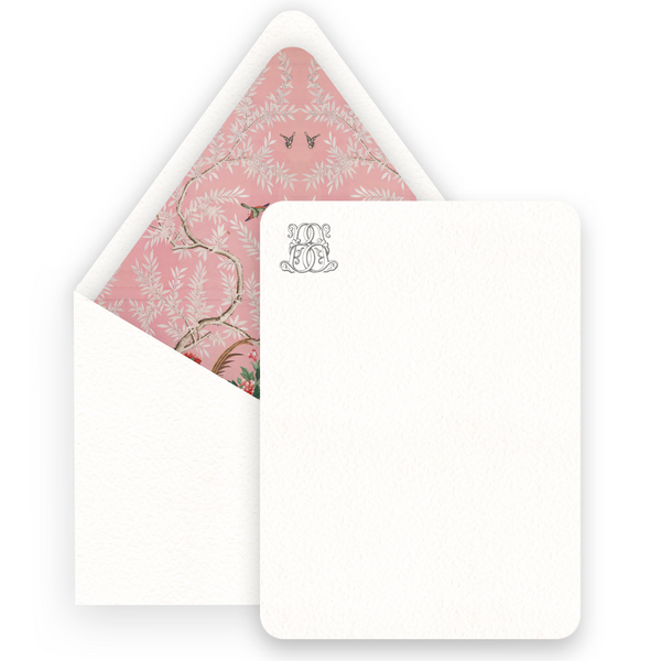 Watercolor Chinoiserie Pink Lined Euro Flap Women's Stationery