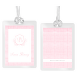 Girl's Pink Gingham Crest Laminated Bag Tag