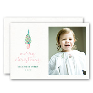 Pink Merry Christmas Holiday Card