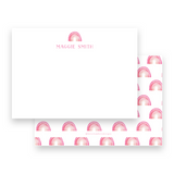Girl's Watercolor Pink Rainbow Lined Stationery