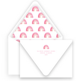 Girl's Watercolor Pink Rainbow Lined Stationery