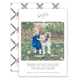 Trellis Garland & Pink Bow Holiday Card