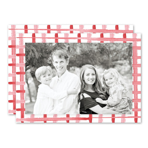 Watercolor Pink & Red Stripe Holiday Card