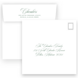 Green Double Wavy Border Square Full Picture Holiday Card