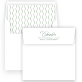 Green Double Wavy Border Square Full Picture Holiday Card