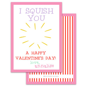 Pink I Squish You Valentine's Day Card