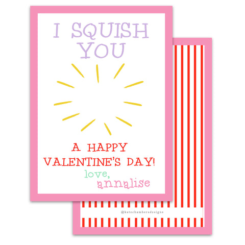 Pink I Squish You Valentine's Day Card