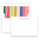 Watercolor Stripe Multi Color Lined Square Flap Women's Stationery