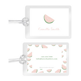 Girl's Watercolor Watermelon Laminated Bag Tag