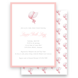 Pink Bonnet Girls Baby Shower Invitation